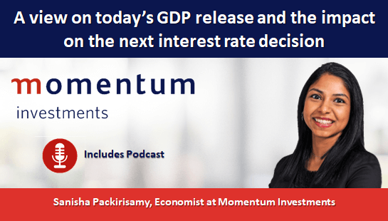 A view on today’s GDP release and the impact on the next interest rate decision